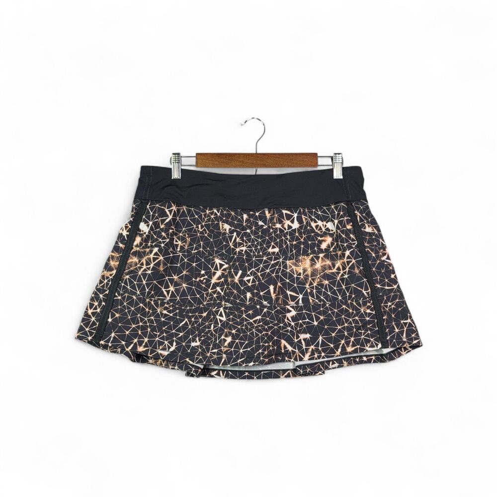Lululemon Pace Rival Skirt II Sugar Crush Black Pattern 10 Tall Skort Tennis Run